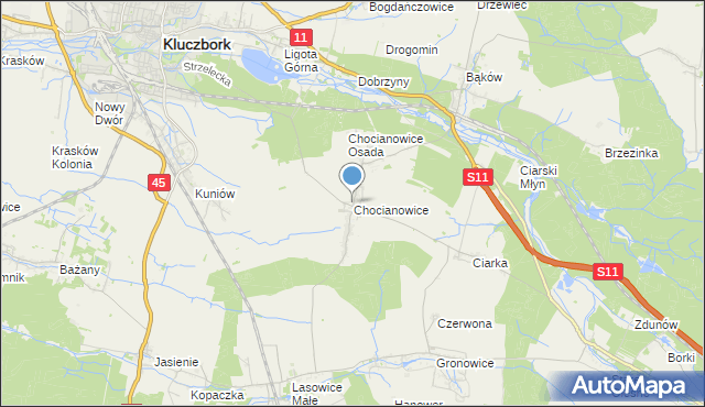 mapa Chocianowice, Chocianowice gmina Lasowice Wielkie na mapie Targeo